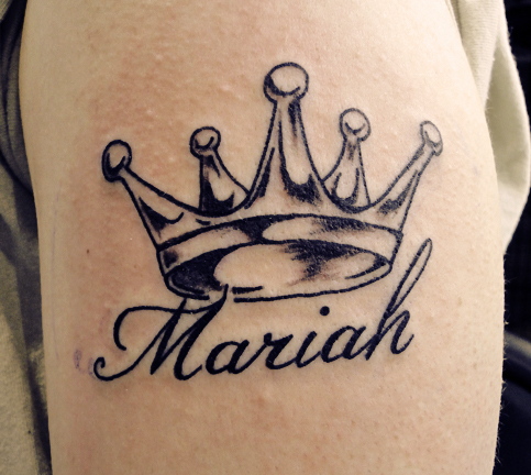 GANGSTA STYLE Old English Letters Crown Tattoo with Name