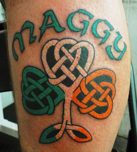 Celtic Tattoo Pictures. Irish Pride Flag colored Celtic shamrock by Captain 