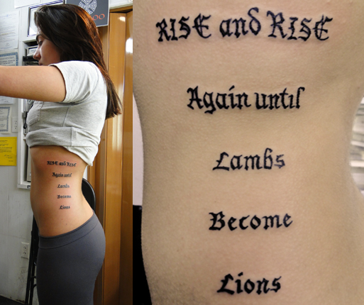 rib cage lettering Tattoo