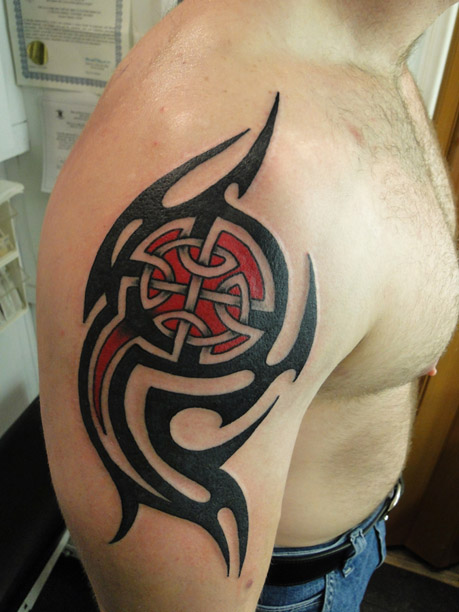 Custom Firemans Cross Tattoo