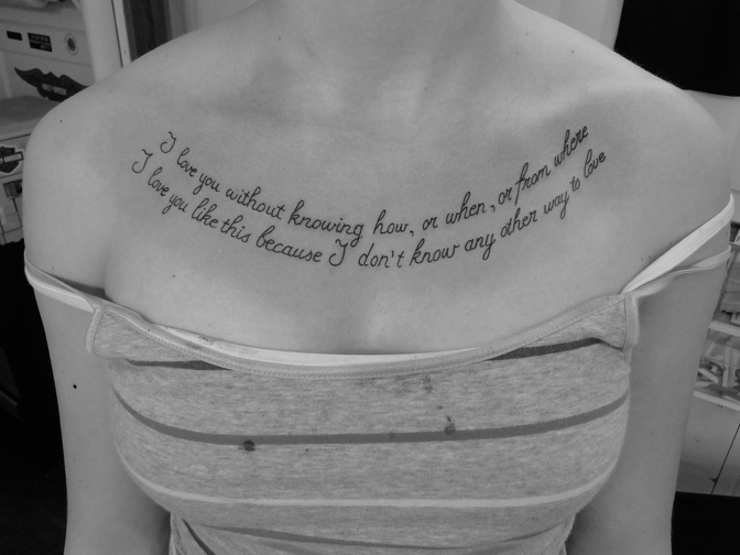 Current Tattoo Trends involving lettering custom fonts poems and phrases