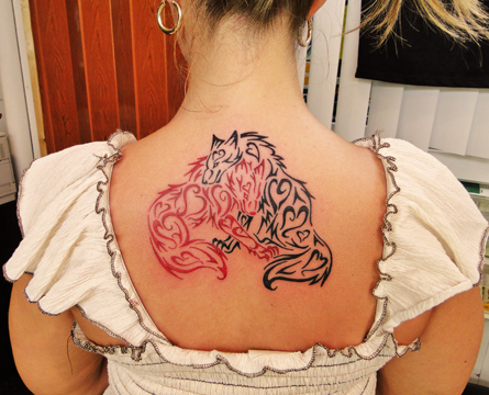 Love Hearts Wolves Tattoo by