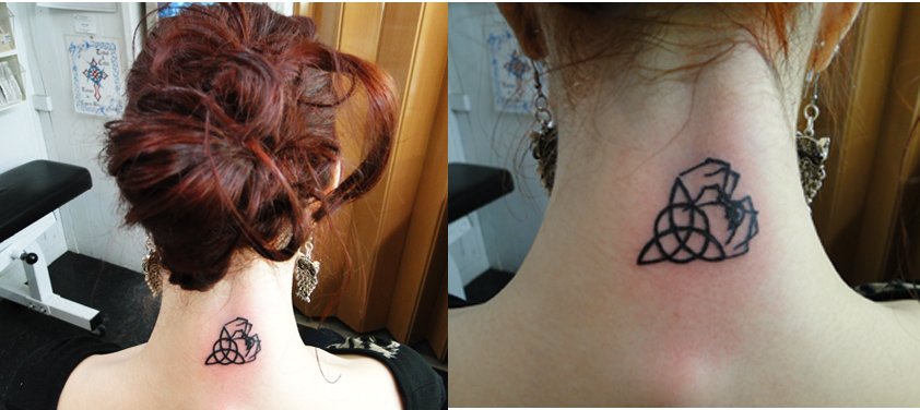 Smile Now Cry Later Tattoo Celtic Triquetra with anachrid by Captain Bret