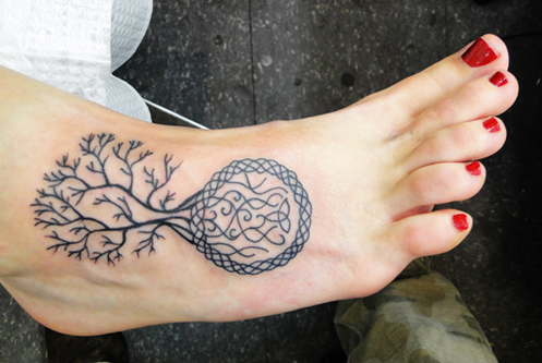 Tree of Life Tattoo on a foot, cool